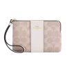 Monedero Coach Corner Zip Wristlet Signature Canvas Stripe Sand Chalk |